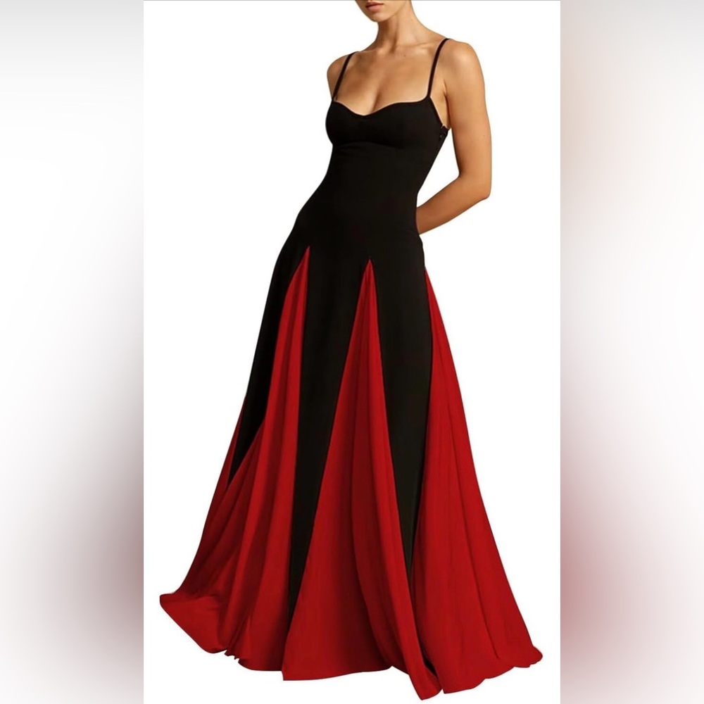 Elegant Black and Red Evening Gown